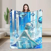 Šiltos antklodės Dekoratyvinė Frutiger Aero pledas Flanelinis lovatiesė svetainei Naujoviškas sofos lovos užvalkalas 75x90cm blue
