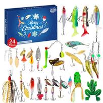 Fishing Advent Calendar, Christmas Fishing Fishhook Advent Calendar, Calendar Fishing Christmas Countdown 24 Days Fishing Lures blue