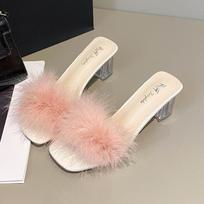 Women's Fashion Personality 2026 New Transparent Flip-flops Versatile Heel High-heeled Slippers 38 white