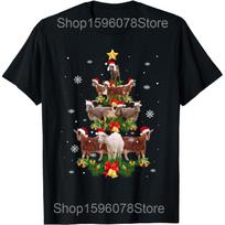 Chicken Cow Goat Horse Farm Animal Farmer Christmas Tree T Shirts Unisex Streetwear Tee Shirt Short Sleeve Unisex Loose Clothing S black