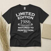 Limited Edition 1986 40th Birthday T Shirt Custom Year Gildan Matured Perfection XXL white