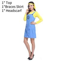 Žavingas geltonas Minionų Cosplay kostiumas moterims. Puikiai tinka Helovino vakarėliams ir renginiams Clothes gray