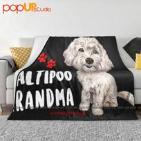 Maltipoo Senelės Dizainas Puikiai Tinka Maltos Pudelio Šunų Mamai Itin Minkštas Antklodė Dygsniuota Antklodė Žiemos Sofos Užvalkalas Lovos Užvalkalai Size: 75*100cm, Weight: 230 GSM gray
