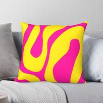 Swirl Yellow Neon Pink Square Pillowcase Polyester Linen Velvet Creative Zip Decor Throw Pillow Case Car Cushion Cover 30X30CM yellow
