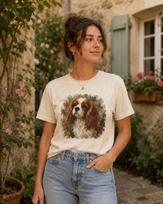 Cavalier King Charles Spaniel Watercolor Shirt and kids tshirt, Cavalier Portrait Tee, Dog Lover Gift, Artistic Pet Painting M beige