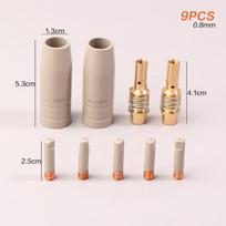 9Pcs 0.8/1.0/1.2mm MIG Torch Gas Nozzle Tip Holder Protection Parts 15AK Welding Torch New Coating Protection Nozzle
