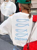 Sardinia Fish Graphic T Shirt Unisex Blue Minimalist Sea Animal Print Tee Summer Casual Retro Aesthetic Harajuku Fashionable Top M gray