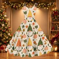 Women's Christmas Print Off-Shoulder Sexy Retro Party Dress for Holiday Celebration S rožinė