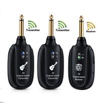 A8 Bluetooth belaidis gitaros siųstuvas ir imtuvas su triukšmo slopinimu 1 Transmitter + 2 Receivers juoda