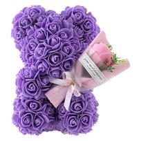 24cm Size Eternal Rose Bear Long Lasting Foam Flowers Rose Bear Flower Bouquet Creative Design Artificial Foam Flowers Bear violetinė