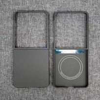 Skirta Samsung Galaxy Z Flip8 Flip 8 dėklas Kevlaro magnetinis anglies aramido pluošto audinys plonas dizainas nuo kritimo smūgiams atsparus dangtelis Galaxy Z Flip 8 gray
