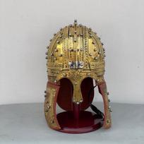 Medieval Steel Knight Helmet, Black Finish, Cosplay Armor with Stand brown