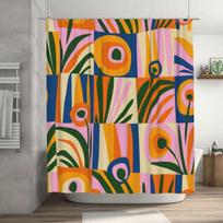 Abstraktūs geometriniai boho dušo užuolaidos vonios kambariui, miela mėlyna ir žalia gėlių vonios dušo užuolaida, vintažinė vonios užuolaida 90x180CM gray