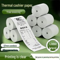 Qixin 57x50 Coreless Thermal Receipt Paper 80mm, 80x80 for Small Ticket and Kitchen Receipts Qixin 57x30 [30 rolls/box] Coreless gray