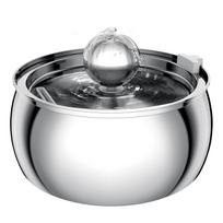 Stainless Steel Pet Water Fountain 4L/135 Oz with Faucet Silent Filter Automatic Dog Water Fountain Live Water Circulation (as the picture,S&4L) gray