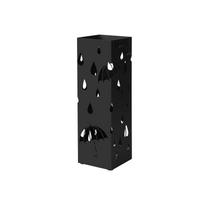 SONGMICS Metalinis skėčių stovas, kvadratinis skėčių laikiklis su padėklu ir 4 kabliukais, 15,5 x 15,5 x 49 cm, juodas juoda