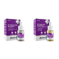 The Derma Co 2% Salicylic Acid Serum with Witch Hazel & Willow Bark for Active Acne - 10ml & The Derma Co 2% Kojic Acid Face Serum - 10 ml purple