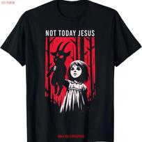 Not Today Jesus Satanic Goth Black Goat Demon 666 Alt Gothic T Shirt Vintage Stretched Versatile Graphic Slightly Soft S red
