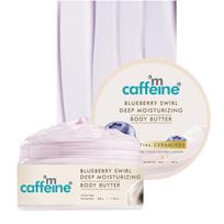 mCaffeine Blueberry Swirl Deep Moisturizing Body Butter 200g Pack of 1 for 72H Hydration & Smooth Skin white