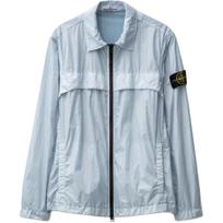 Stone Island Ss24 Solid Color Polo Collar Zip Lightweight Long Sleeve Shirt Jacket Men Jacket Sky-Blue 801510522V0041 XL white