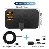 4K HDTV 1080p Receiver For TV box Antenna Digital DVB-T2 TV Antenna Amplifier Booster Indoor Aerial Active USB 3.15m c-2v line juoda