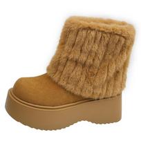 Winter Warm Women Snow Boots Big Size Fashion Plush Platform Shoes Outdoor Luxury Furry Faux Fox Fur Women's Boots 35