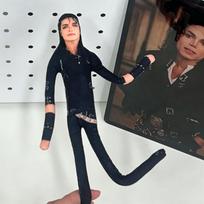 26cm Michael Jackson Bendable Stuffed Doll Plushie with Skeleton Body Abstract Ornament for Fans Surprise Gift black