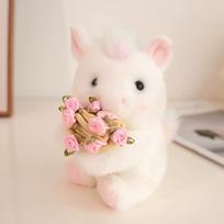 Creative Romantic Rose Bear Plush Toy With Floral Blanket Soft Bear Wear Rose Doll 15Cm Cute Bouquet Rabbit Doll Valentine Decor beige