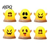 Halloween Ghost Decorative Lamp 6 Pcs Light, LED Color Changing Warm Flameless Battery-Operated Funny Desk Ornament Mini Spirit Night Lamps, Colorful Light gray