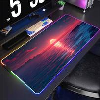 Didelis pelės kilimėlis Neoninis kraštovaizdis 900x400 Žaidimų klaviatūros kompiuterių stalų kilimėlis Biuro PC žaidėjo stalo aksesuarai Rgb pelės kilimėlis Xxl 30cmx80cm(11.8x31.5inch) blue