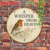 Tin Sign  A Whisper From Heaven Robin Bird Print Vintage Durable Metal Plaque Wall Decor Home Office Bar Man Cave Wall Art 20x20cm(8x8inch) white