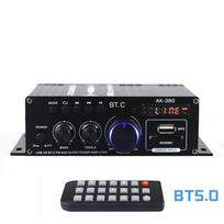 AK380 800W Bluetooth stiprintuvas HiFi garso Karaoke 2 kanalų namų kino stiprintuvas Galios D klasės stiprintuvas USB SD AUX įvestis juoda
