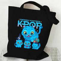 KPOP Demonų Medžiotojas Tigro Rašto Drobės Krepšys Vieną Petį Kuprinė Studentams Nešiojamas Pirkinių Krepšys 35*40 blue