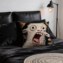 Spooky Goat Face 2D Cushion Cover For Pillow Sofa Printing Decoration Room Home Office Coffee Shop Car Nordic Simplicity Peach skin 18*18(CM)-1Pcs gray