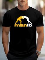 Manto Men's Wrestling T-Shirt - Black with Bold Yellow Wrestlers & MANITO Logo M įvairiaspalvis