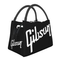 Guitar Gibson Logo Insulated Lunch Bag for Women Picnic Storage Food Boxes Portable Container Cooler Thermal Lunch Box Tote One Size black