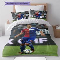 FC Basel Red Blue Jersey Player Portrait Bedding Set Swiss Football Club Duvet Cover Soccer Fan Bedroom Home Decor Bedding 135x200cm black