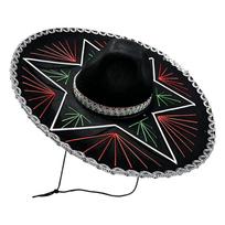 Siuvinėta plati sombrero skrybėlė kostiumų vakarėliui juoda