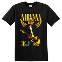 Nirvana Kurt Cobain Angel Guitar 30th Anniversary Vintage Rock T Shirt Graphic S yellow