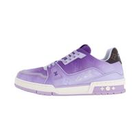 LOUIS VUITTON Trainer Cow Leather Low top Skateboard Shoes Unisex Purple 1AJV97 43.5 white