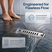 Linear Shower Drain SUS304 Stainless Steel Shower Floor Drain Modern Floor Drain  Bathroom 20cm / 7.87in-Center Drain gray