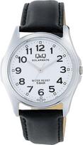 Citizen Q&Q SOLARMATE H008-304 Men's Solar Analog Watch, White, Leather Band, 5 ATM Water Resistant white