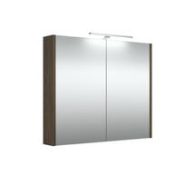 RB spintelė su veidrodžiu, LED šviestuvas, 80cm, rudas ąžuolas