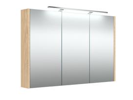 RB spintelė su veidrodžiu, LED šviestuvas, 100cm, šviesus ąžuolas