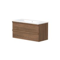 PURE, spintelė su praustuvu, medinėmis rankenomis, 101cm, varinis ąžuolas