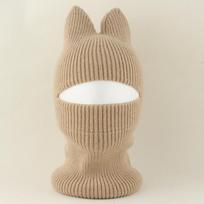 New Cartoon Winter Cat Ear Balaclava Neck Warmer Cute Knitted Hat with Detachable Face Cover for Boys Girls Warm Ear Protection juoda