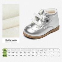 Snuffy Girls' Leather Fleece-Lined Winter Boots 2025 - Warm Non-Slip Baby & Toddler Cotton Shoes 25 black