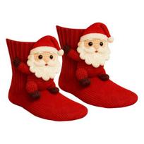 3D megztos kalėdinės kojinės moterims mergaitėms, naujoviškos 3D Santa Sniego senis Elnias Kalėdų grindų kilimo kojinės žiemai, šventiniam vakarėlio dekorui brown