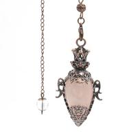 Big Natural Stone Pendant Crystal Pendulums Divination Black Obsidian Amethysts Lapis Pink Quartz Reiki Spiritual Pendulo X210 gray