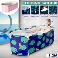 1.2m Bath Sauna Adult Folding Bathtub Bath Barrel Household SPA Bath Large Tub Bath Barrel Adult Bath Tub Full Body Hot Tub Leaf Leopard white